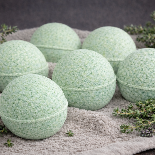 Badebombe für empfindliche Haut - Thymian & Kamille