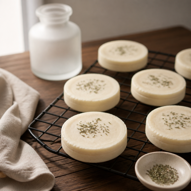 Naturleise Shampoo-Bar Salbei & Thymian für schuppige und fettende Kopfhaut
